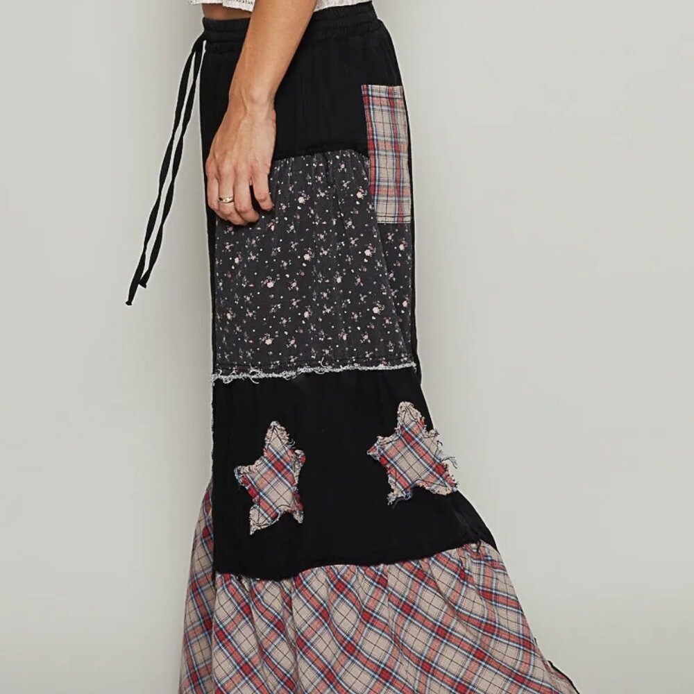 POL Drawstring Star Patch Contrast Wide Leg Pants - Picture 4 of 6